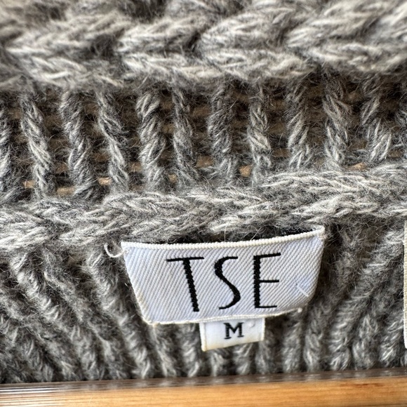 TSE Women's CASHMERE LINKS STITCH MOCKNECK Sweater Sz M - Picture 2 of 11